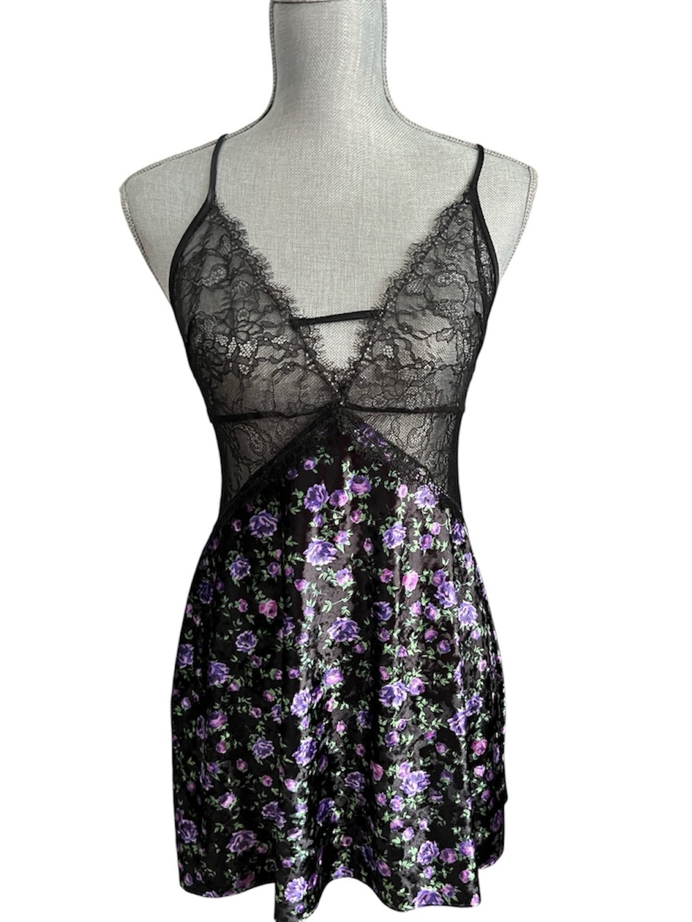 Victoria’s Secret Velvet Floral Babydoll Slip